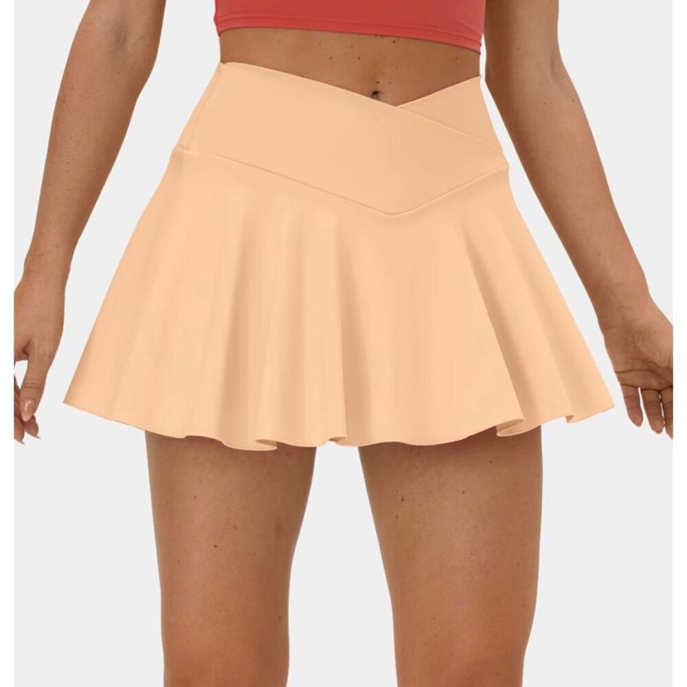 Halara Everyday Softly Zero 2in1 Crossover Waist Skirt Sz Large Womens Liner Sho